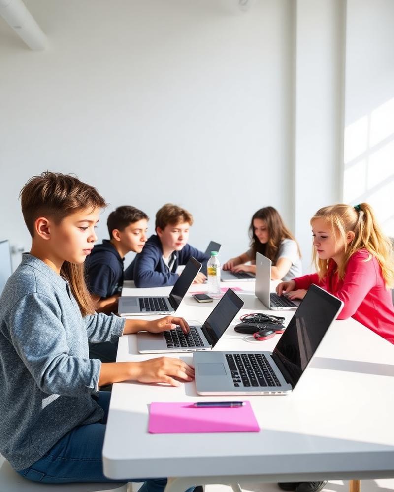 Students learning to code in a workshop
